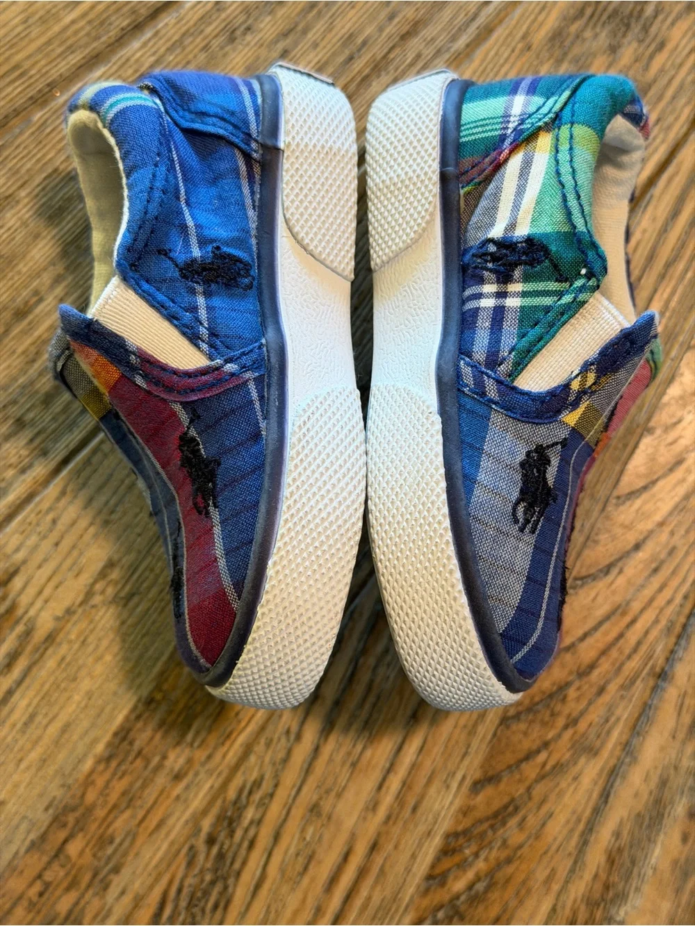 Polo Ralph Lauren Baby Shoes Size 2 Madras Plaid Pony Slip On Y2K